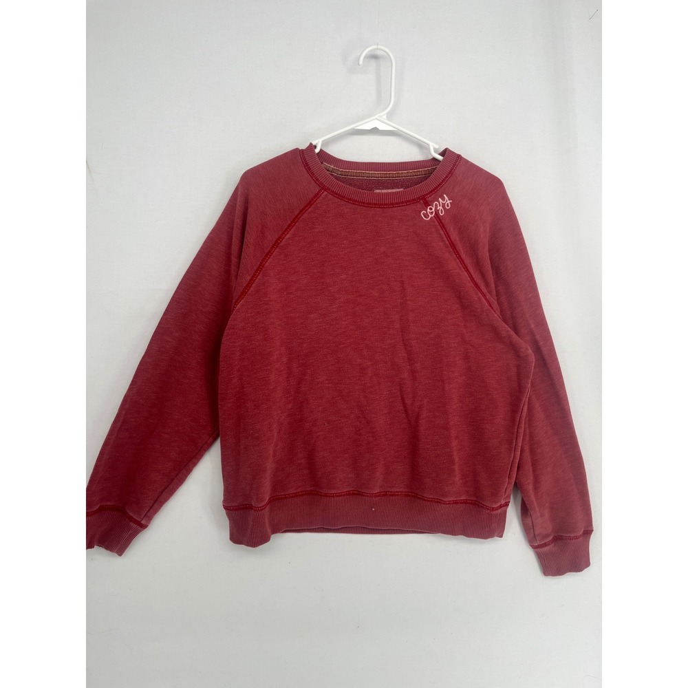 American Eagle Cozy Raglan Sweatshirt Red Pullover Crew Neck Medium M